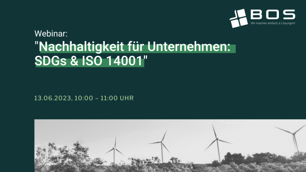 Banner: Webinar "Nachhaltigkeit für Unternehmen: SDGs & ISO 14001" mit TÜV NORD CERT